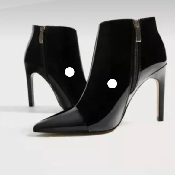 Zara black patent faux leather ankle boots | Heels | 38 | 7.5 - Picture 2 of 7